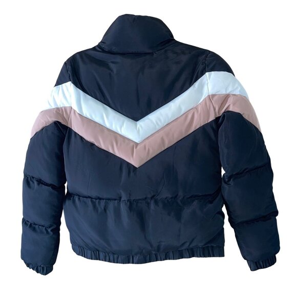 Sybilla Womens  Jacket Size Small Black Color Block Puffer Pockets Full Zip - Picture 8 of 8